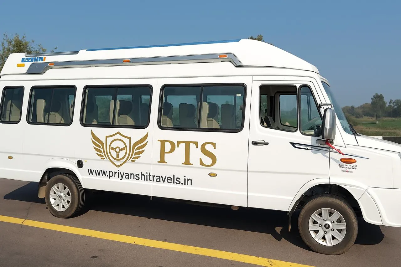 Hire 15 Seater Luxury Maharaja Tempo Traveller in Lucknow | 15 Seater Luxury Maharaja Tempo Traveller Rental in Lucknow | Priyanshi Travel Services